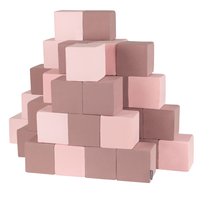 KiddyMoon Soft Foam Cubes Building Blocks 14cm for Children Multifunctional Foam Construction Montessori Toy for Babies, Certified Made in The EU, cubes: heather-pink, 48 Pieces