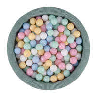 KiddyMoon Ball Pit for Baby and Toddler, Soft Play Ball Pit, 90 x 30 cm with 200 Balls, Soft Foam Ball Pool, Ribbed Washable Cover, Green: Past Blue/Past Yellow/White/Mint/Light Pink, 90 x 30 cm / 200 Balls