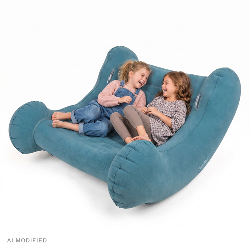 KiddyMoon Inflatable Sensory Rocker Chair For Kids With Pump And Handles, light blue, L