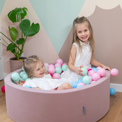 KiddyMoon Foam Ball Pit for Children with Balls, Soft Sensory Play, Durable Removable Cover, Safe Indoor Ballpit for Kids and Toddlers, heather:light pink/dark pink/babyblue/mint, 90x30cm/200 balls