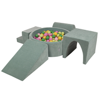 KiddyMoon Foam Playground For Kids Soft Textured Safe Blocks, green: light green/green/yellow/powder pink/pink, Ballpit (200 Balls) + Version 3