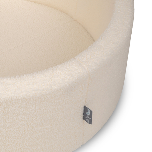 KiddyMoon Ball Pit for Baby with Teddy Plush, Large 7 cm Balls for a Fuller Ball Pit, From 8 Months, Removable Cover, Cream, No balls