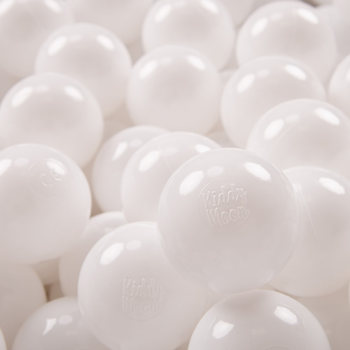 KiddyMoon Soft Plastic Play Balls ∅ 7cm/2.75in Multi-colour Made in EU, White, 50 Balls/7cm-2.75in