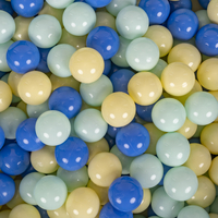KiddyMoon Soft Plastic Play Balls ∅ 7cm/2.75in Multi-colour Made in EU, pastel yellow/blue/mint, 100 Balls/7cm-2.75in