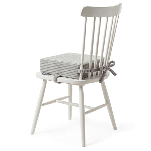 KiddyMoon Kids Booster Seat Cushion For Chair, 10 Cm Foam Padded Seat With Removable Washable Cover And Ties, light grey, 33x33x10