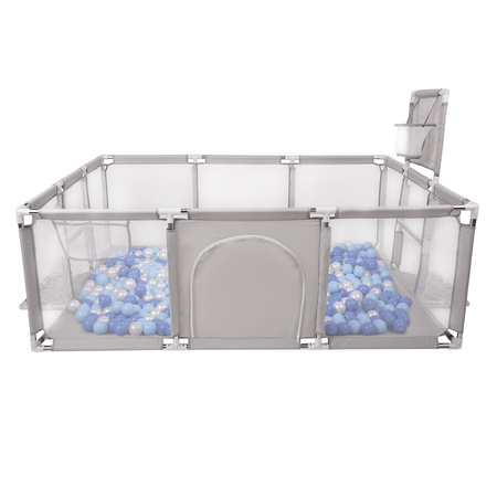 Baby Playpen Big Size Playground with Plastic Balls for Kids, Grey:blue/babyblue/pearl, 400 balls