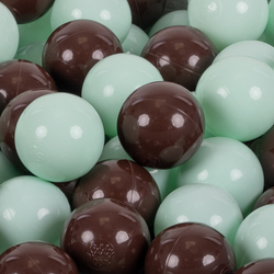 KiddyMoon Soft Plastic Play Balls ∅ 7cm/2.75in Multi-colour Made in EU, mint/brown, 200 Balls/7cm-2.75in