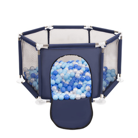 hexagon 6 side play pen with plastic balls, Blue:babyblue/blue/pearl, 400 balls