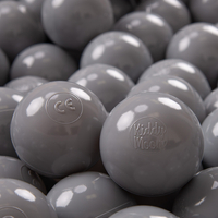 KiddyMoon Soft Plastic Play Balls ∅ 7cm/2.75in Mono-colour certified Made in EU, grey, 100 Balls/7cm-2.75in
