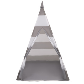 Teepee Tent for Kids Play House With Balls Indoor Outdoor Tipi, grey and white stripes, No Balls