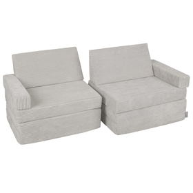 KiddyMoon Foam Sofa for Children Multifunctional Mattress Armchair Kids Foldable  Bed Folding Toddler Couch Chair for Playroom Bedroom Living Room, light grey, 140x55x30 cm
