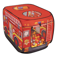 Play Tent Fire Engine For Kids Pop Up Toy Playhouse For Boys Girls Foldable Role With Roof Hole Carry Bag Ball Pit Compatible Sensory Gift Idea Easy Assembly Indoor Outdoor, red: grey/yellow/red, 600 balls