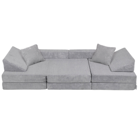 KiddyMoon Foam Sofa for Children Multifunctional Mattress Armchair Kids Foldable  Bed Folding Toddler Couch Chair for Playroom Bedroom Living Room, dark grey, Sofa with 2 Pillows