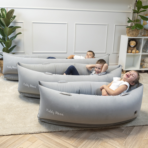 KiddyMoon Inflatable Sensory Peapod Chair For Kids With Handles And Pump, Grey, L