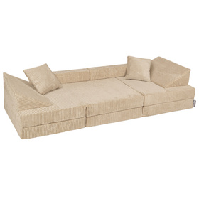 KiddyMoon Foam Sofa for Children Multifunctional Mattress Armchair Kids Foldable  Bed Folding Toddler Couch Chair for Playroom Bedroom Living Room, beige, Sofa with 2 Pillows