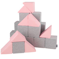 KiddyMoon Soft Foam Cubes Building Blocks 14cm for Children Multifunctional Foam Construction Montessori Toy for Babies, Certified Made in The EU, mix: light grey-pink, 24 Pieces