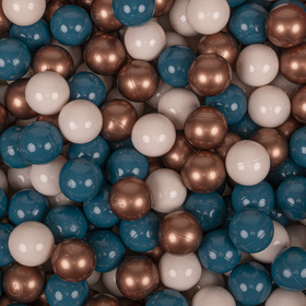KiddyMoon Soft Ball Pit Round ∅ 7cm / 2.75In for Kids, Foam Velvet Ball Pool Baby Playballs, Made In The EU, desert pink:dark turquoise/pastel beige/copper, 90x30cm/200 balls