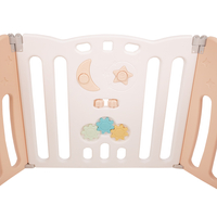 Playpen Box Foldable for Children with Plastic Colourful Balls, white-pink:yellow/green/blue/red/orange, 6 + 2 Panels/500 Balls