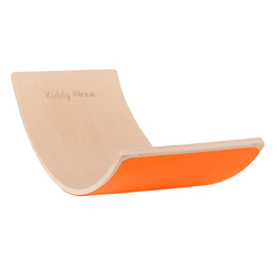 KiddyMoon Wooden Balance Board for Children Wooden Swing Board Montessori Toy for Kids Balancing Board for Babies 80x30cm, natural/orange felt, board