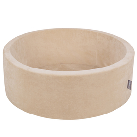 KiddyMoon Soft Ball Pit Round 7cm / 2.75In for Kids, Foam Velvet Ball Pool Baby Playballs, sand beige:brown/copper/pastel beige/salmon pink, 90x30cm/300 balls