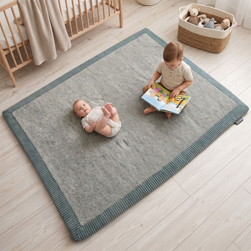 KiddyMoon Baby Play Mat for Kids, Soft and Non-Slip, Green