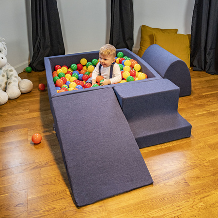 KiddyMoon Foam Playground for Kids Obstacle Course for Children Montessori Toy for Babies Soft Construction Blocks Element, Halfshaft/Ramp/Step, Certified Made in The EU, darkblue:-, Multi-Size