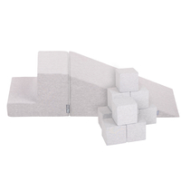 KiddyMoon Foam playground - Cubes/Wedge L/Steps PPZ-253, Light Grey, Multi-Size