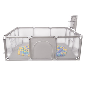 Baby Playpen Big Size Playground with Plastic Balls for Kids, Grey:turquoise/blue/yellow/transparent, 100 balls