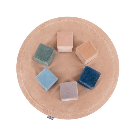 KiddyMoon velvet play mat and bag 2in1 for kids, desert pink:pastel beige/copper/pearl, XL/50 balls