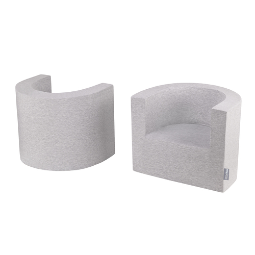 KiddyMoon Soft Foam Armchair Table Set for Kids Montessori Playing Toy Children's Furniture Table and Chair For Babies, Made in The EU, Light Grey, Armchair