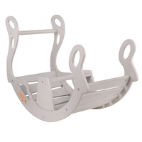 KiddyMoon Wooden Rocker for Kids Multifunctional Montessori Arch Wooden Toy Climbing Play Arch for Children, Seesaw Made of Wood for Babies WR-001, Grey, 90.6x39x69 cm