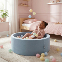 KiddyMoon Foam Ball Pit with Balls for Babies and Toddlers, Soft Sensory Play, Durable Removable Cover, Safe, blue, No balls