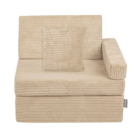 KiddyMoon Armchair Kids Foldable Children Multifunctional Foam Mattress Sofa Bed Folding Toddler Couch Chair for Playroom Bedroom Living Room, beige, Armchair with Pillow