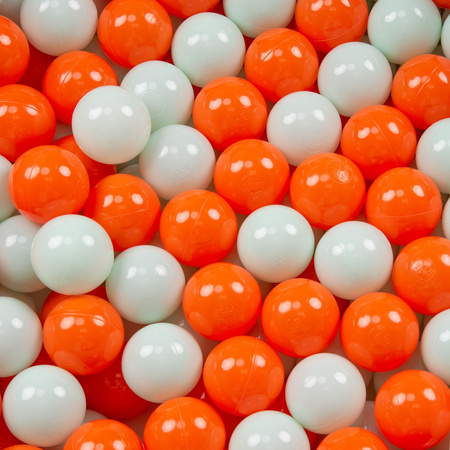 KiddyMoon Soft Plastic Play Balls ∅ 7cm/2.75in Multi-colour Made in EU, orange/mint, 200 Balls/7cm-2.75in