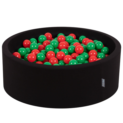 KiddyMoon Baby Foam Ball Pit with Balls ∅ 7cm / 2.75in Made in EU, Apple: green/red, 90x30cm/200 balls