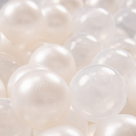 KiddyMoon Soft Plastic Play Balls ∅ 7cm/2.75in Multi-colour Made in EU, pearl/transparent, 100 Balls/7cm-2.75in