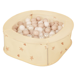 Ballpit Playpen For Kids, Babies And Toddlers Children Foldable Portable Indoor Outdoor, Light Beige: Pastel Beige-White-Pearl, 100 Balls