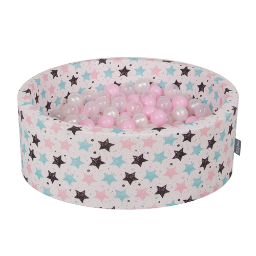 KiddyMoon Soft Plastic Play Balls ∅ 7cm/2.75in Multi-colour Made in EU, light pink/pearl/transparent, 700 Balls/7cm-2.75in