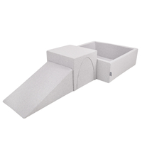 KiddyMoon Foam Playground for Kids with Square Ballpit ( ∅ 7cm/2.75In) Soft Obstacles Course and Ball Pool, Certified Made In The EU, lightgrey:yellow/green/blue/red/orange, Ballpit (200 Balls) + Version 2