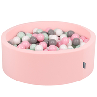 KiddyMoon Baby Foam Ball Pit with Balls ∅ 7cm / 2.75in Made in EU, pink:white/grey/mint/powder pink, 90x30cm/200 balls