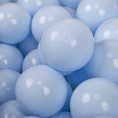 KiddyMoon Soft Plastic Play Balls ∅ 7cm/2.75in Mono-colour certified Made in EU, pastel blue, 50 Balls/7cm-2.75in