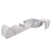 KiddyMoon Foam Playground for Kids with Square Ball pit ( ∅ 7cm/2.75In) Soft Obstacles Course and Ball Pool, Certified Made In The EU, lightgrey:pearl/grey/transparent/babyblue/mint, Ballpit (300 Balls) + Version 1