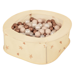 Ballpit Playpen For Kids, Babies And Toddlers Children Foldable Portable Indoor Outdoor, Light Beige: Pastel Beige-Copper-Pearl, 100 Balls