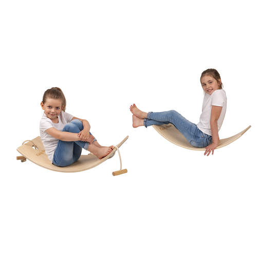 KiddyMoon Wooden Balance Board for Children Wooden Swing Board with Rope Montessori Toy for Kids Made of Wood Balancing Wobble Board for Babies 80x30cm, natural, board