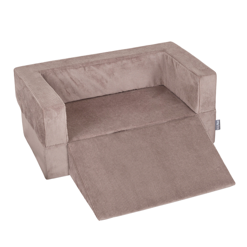 KiddyMoon Children's Foam Sofa with Wedge and Play Balls Set for Play Soft Perfect for Kids Room Lightweight Learning Relaxation Removable Covers Easy Cleaning, dark beige: pastel beige/copper/pearl, Sofa/Wedge + 100 Balls