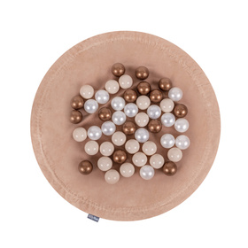 KiddyMoon velvet play mat and bag 2in1 for kids, desert pink:pastel beige/copper/pearl, XL/50 balls