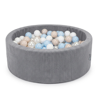 KiddyMoon Ball Pit for Baby and Toddler, Soft Play Ball Pool with ribbed Washable Cover, Dark Grey: Pastel Beige/Pastel Blue/White/Pearl, 90 x 30 cm / 200 Balls