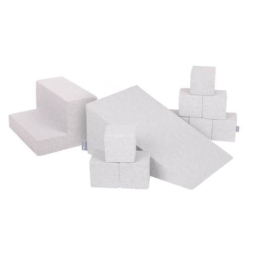 KiddyMoon Foam playground - Cubes/Wedge L/Steps PPZ-253, Light Grey, Multi-Size