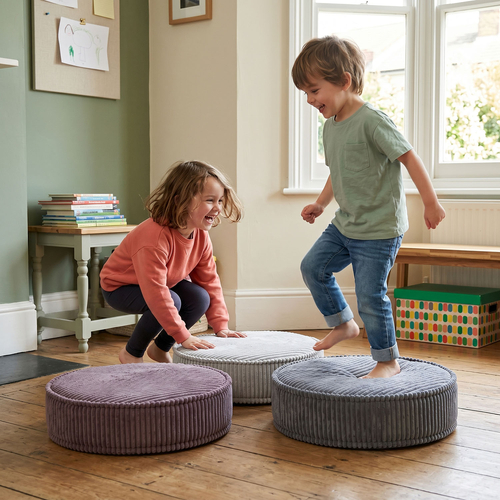 KiddyMoon 3-Piece Foam Elements for Kids Children's Room Accessory, dark grey-purple-light grey, Mx3