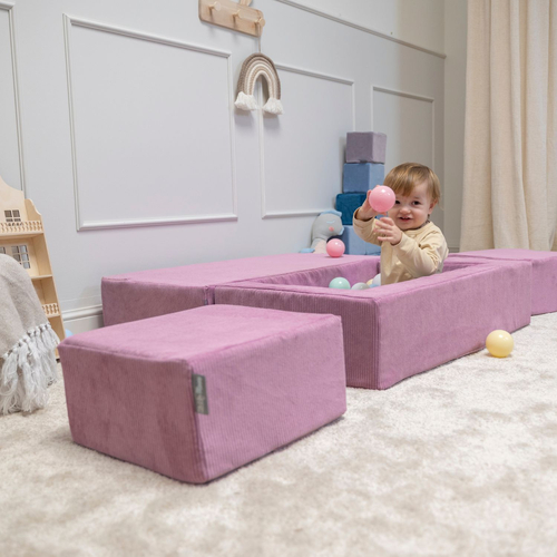 KiddyMoon Set of Two Poufs For Children's Soft, Lightweight and Multifunctional Seats Ribbed Fabric Removable Covers Ideal for Play and Relaxation, , Pouf/Pouf
